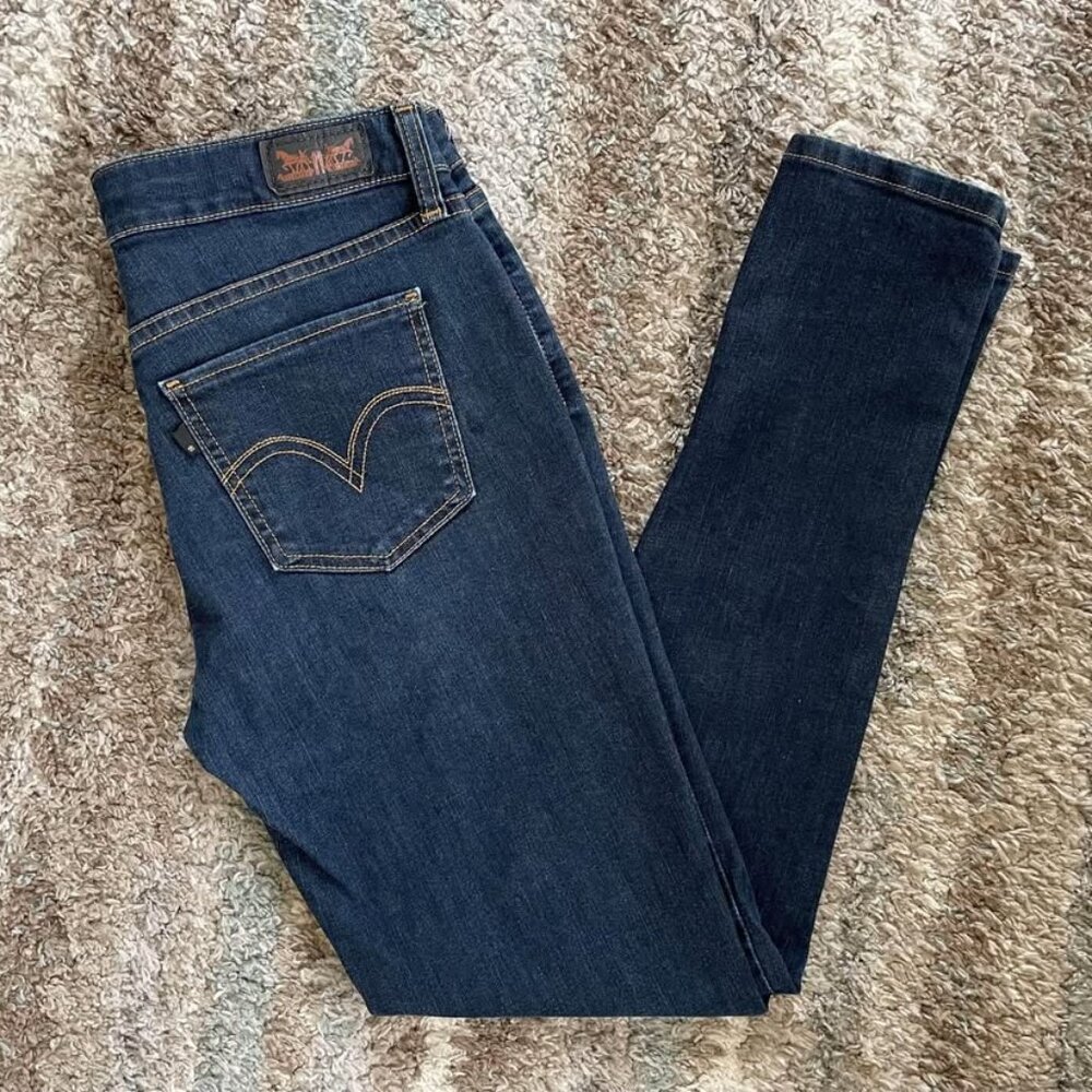Levi’s Sz 11 M Women's 535 Legging Jeans Dark Blue Wash Denim